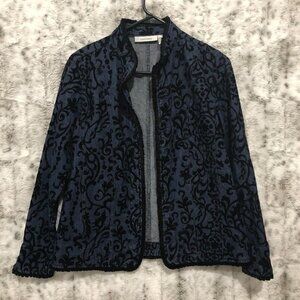 Tantrums Dark Wash Jean Jacket with Black Velvet Emboss Detail Size S